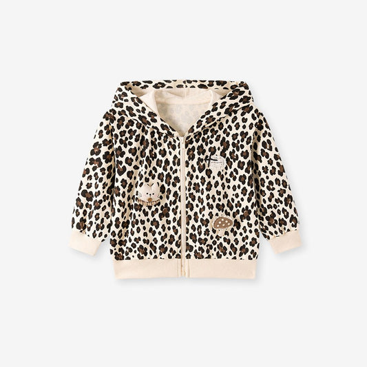 Baby Kids Girls Cartoon Pattern Hooded Leopard Coat
