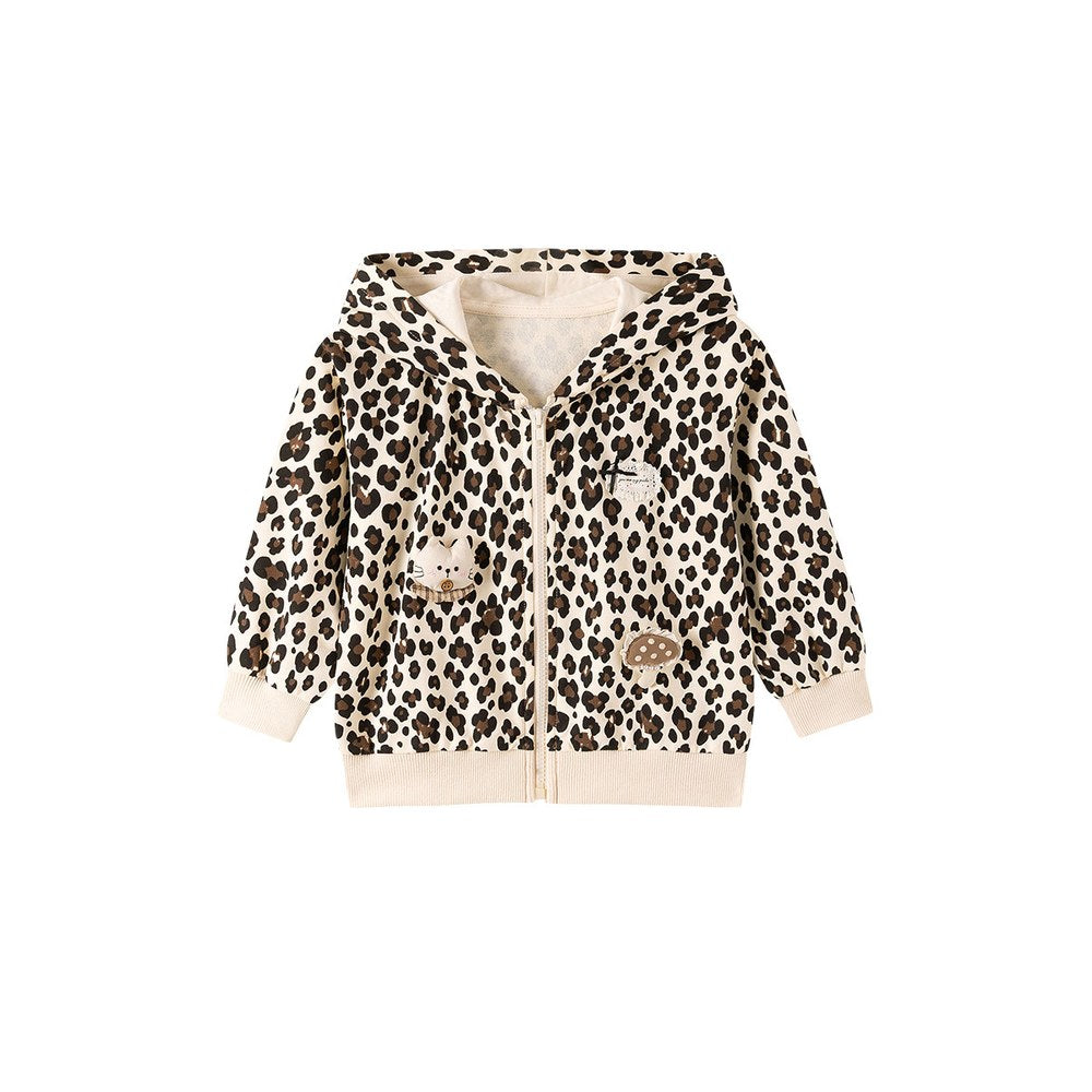 Baby Kids Girls Cartoon Pattern Hooded Leopard Coat