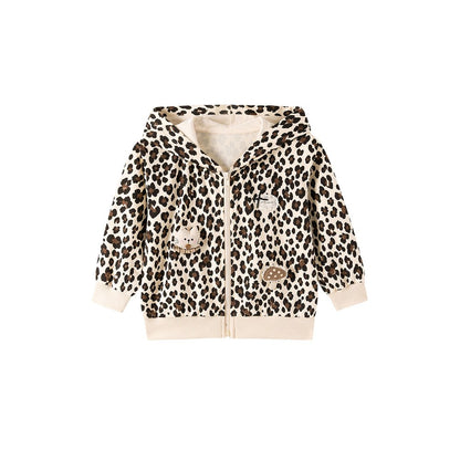 Baby Kids Girls Cartoon Pattern Hooded Leopard Coat