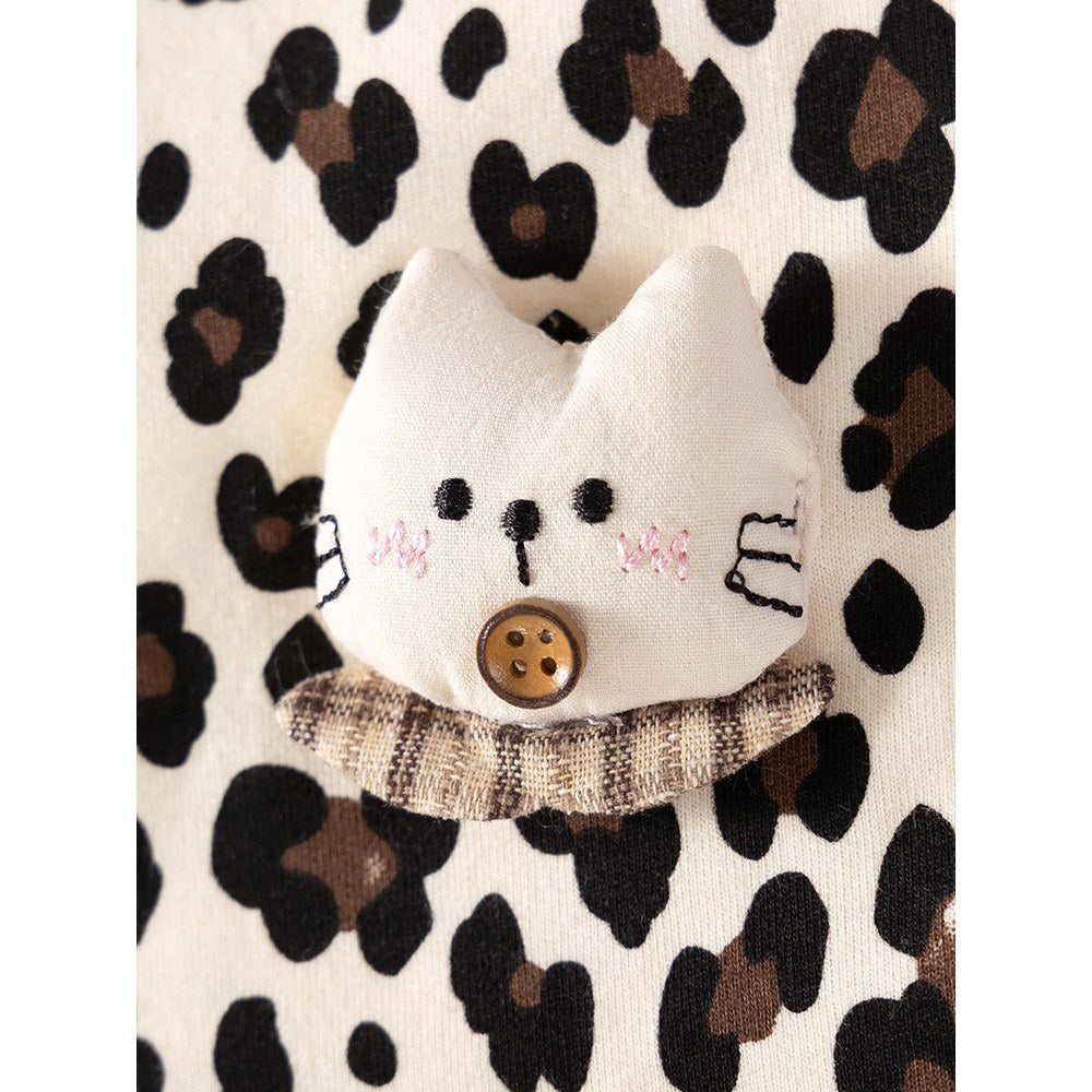 Baby Kids Girls Cartoon Pattern Hooded Leopard Coat