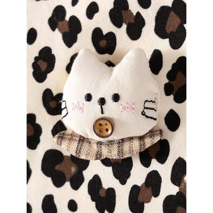 Baby Kids Girls Cartoon Pattern Hooded Leopard Coat