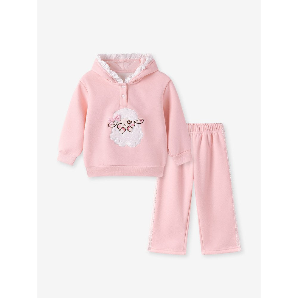 Baby Kids Girls Cartoon Pattern Long Sleeves Hoodie and Pants 2-piece Clothing Set