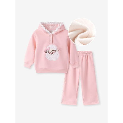 Baby Kids Girls Cartoon Pattern Long Sleeves Hoodie and Pants 2-piece Clothing Set