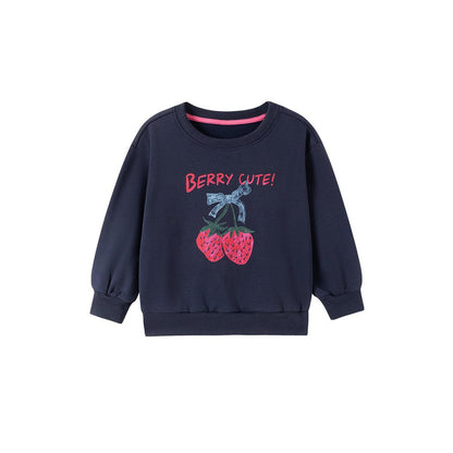 Baby Kids Girls Long Sleeves Strawberry Pattern Pullover