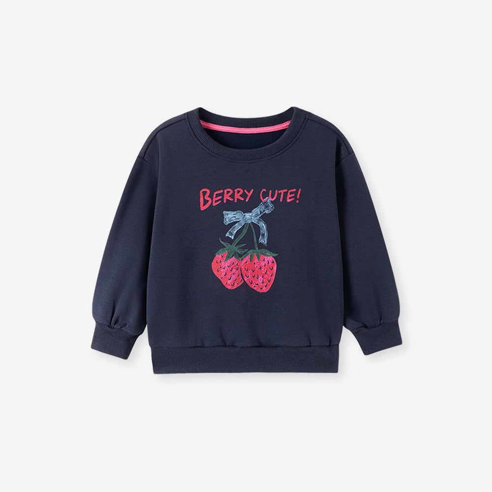 Baby Kids Girls Long Sleeves Strawberry Pattern Pullover