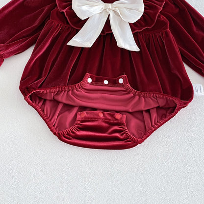 Baby Girls Long Sleeves Butterfly-bows Decorated Bodysuit