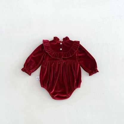 Baby Girls Long Sleeves Butterfly-bows Decorated Bodysuit