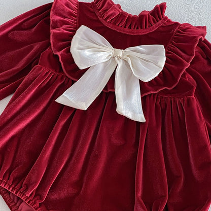 Baby Girls Long Sleeves Butterfly-bows Decorated Bodysuit
