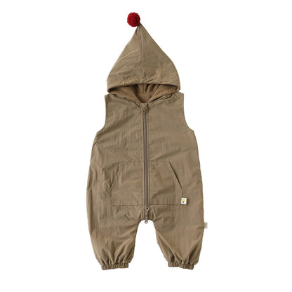 Baby Kids Unisex Sleeveless Wear-Outside Zip-up Rompers