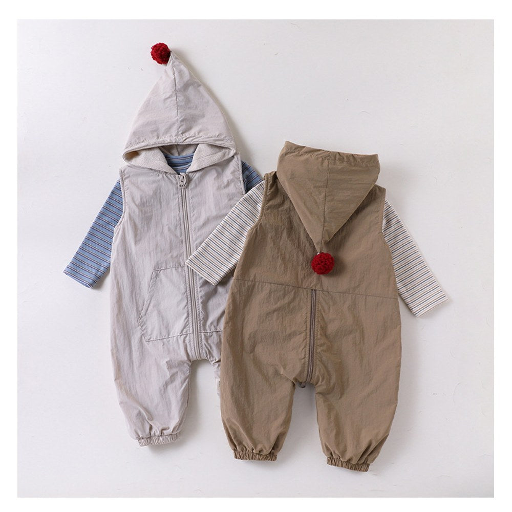 Baby Kids Unisex Sleeveless Wear-Outside Zip-up Rompers