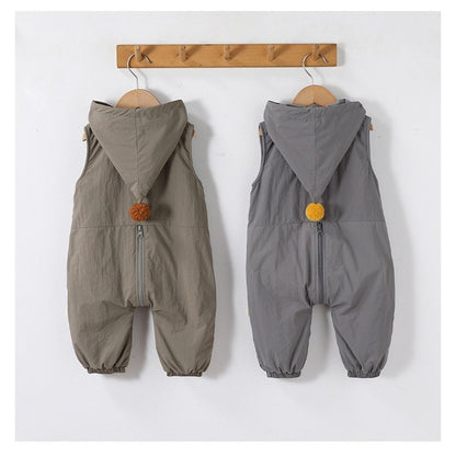 Baby Kids Unisex Sleeveless Wear-Outside Zip-up Rompers