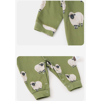 Baby Kids Unisex Long Sleeves Cartoon Pattern Rompers