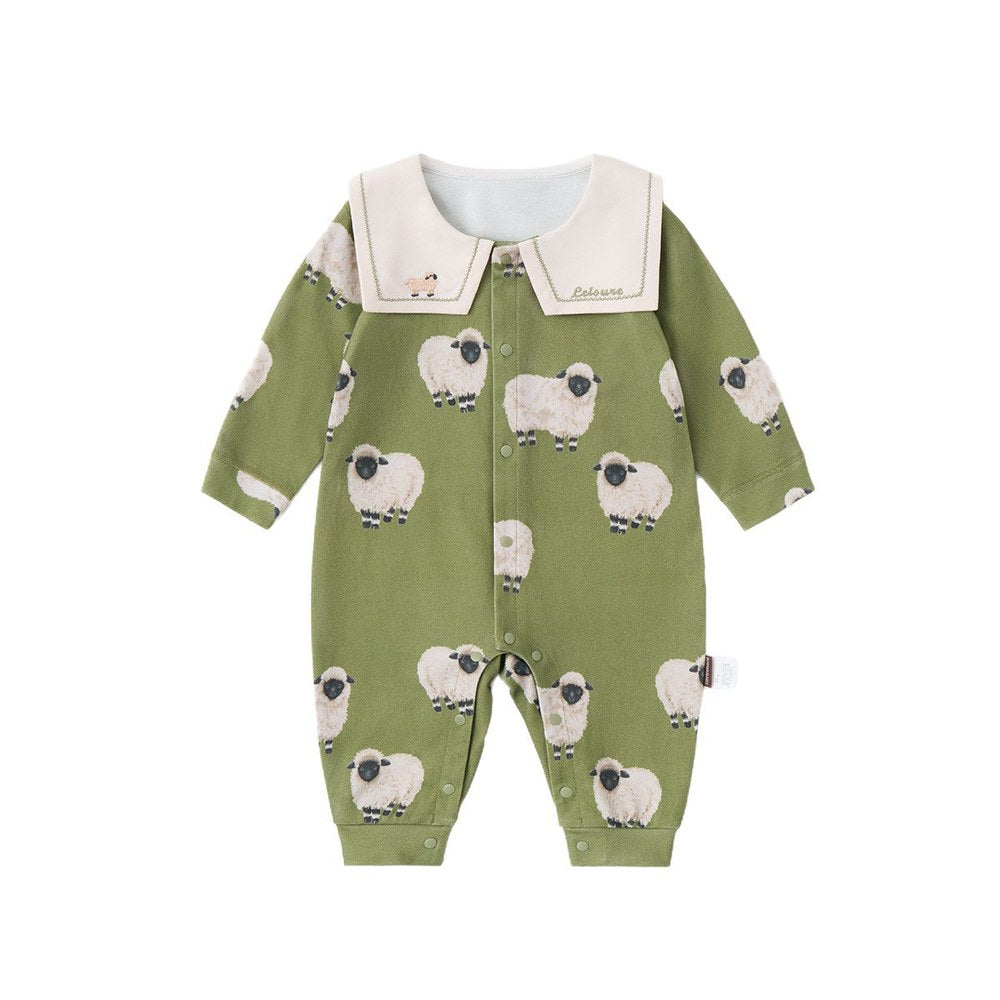Baby Kids Unisex Long Sleeves Cartoon Pattern Rompers