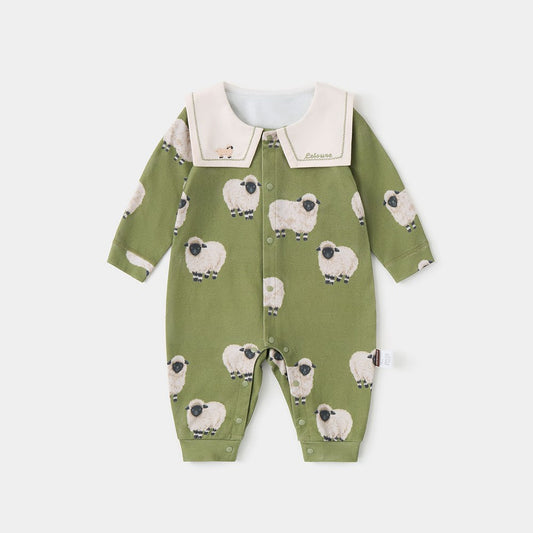 Baby Kids Unisex Long Sleeves Cartoon Pattern Rompers
