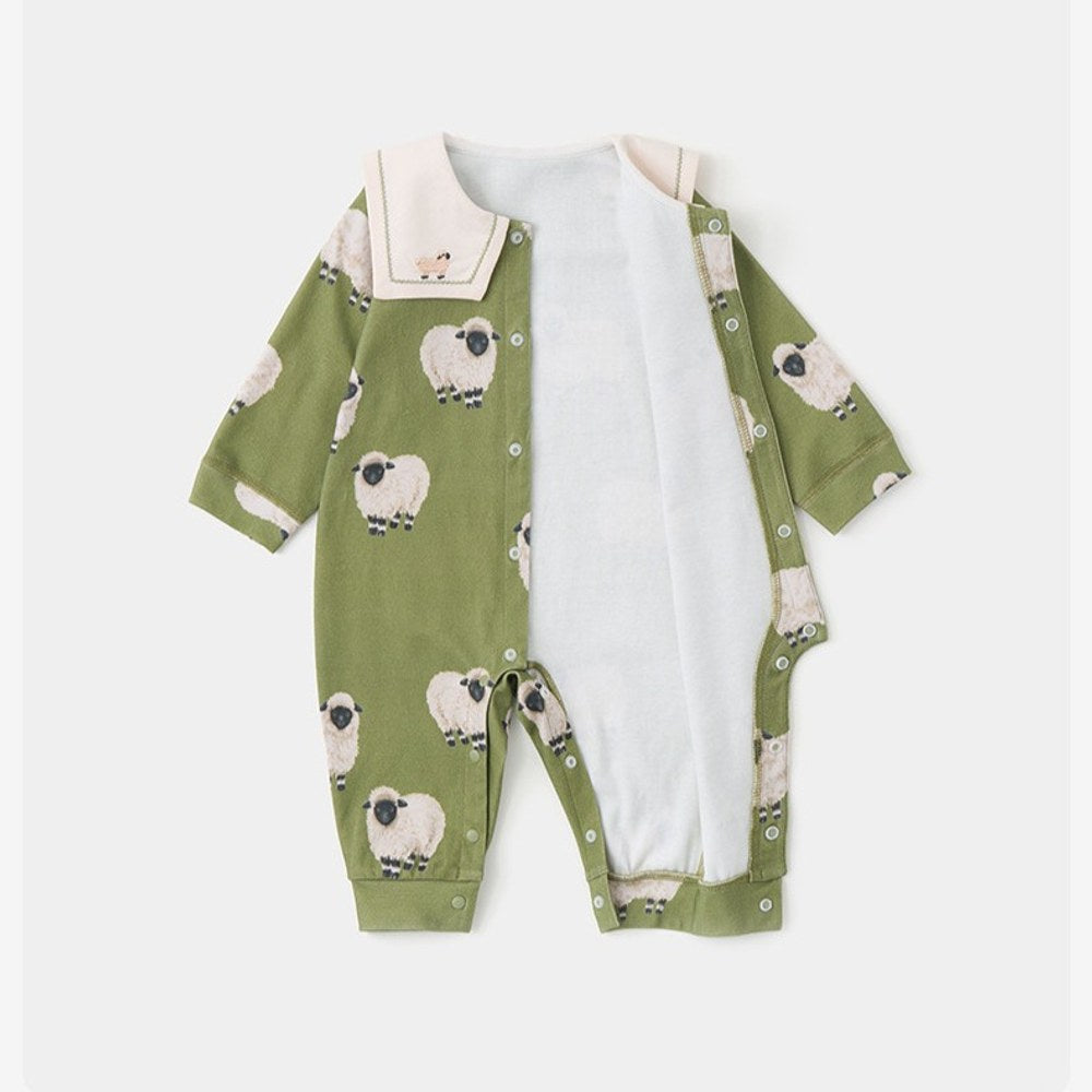 Baby Kids Unisex Long Sleeves Cartoon Pattern Rompers