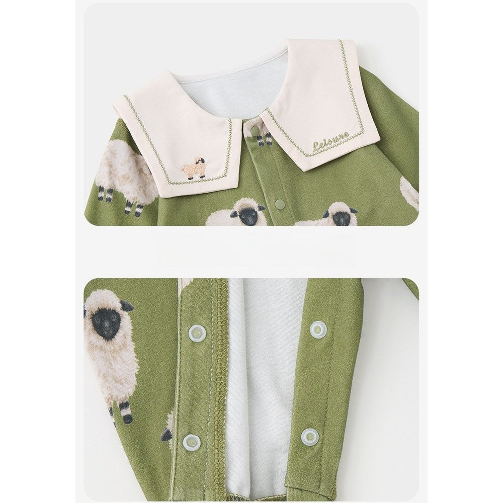 Baby Kids Unisex Long Sleeves Cartoon Pattern Rompers