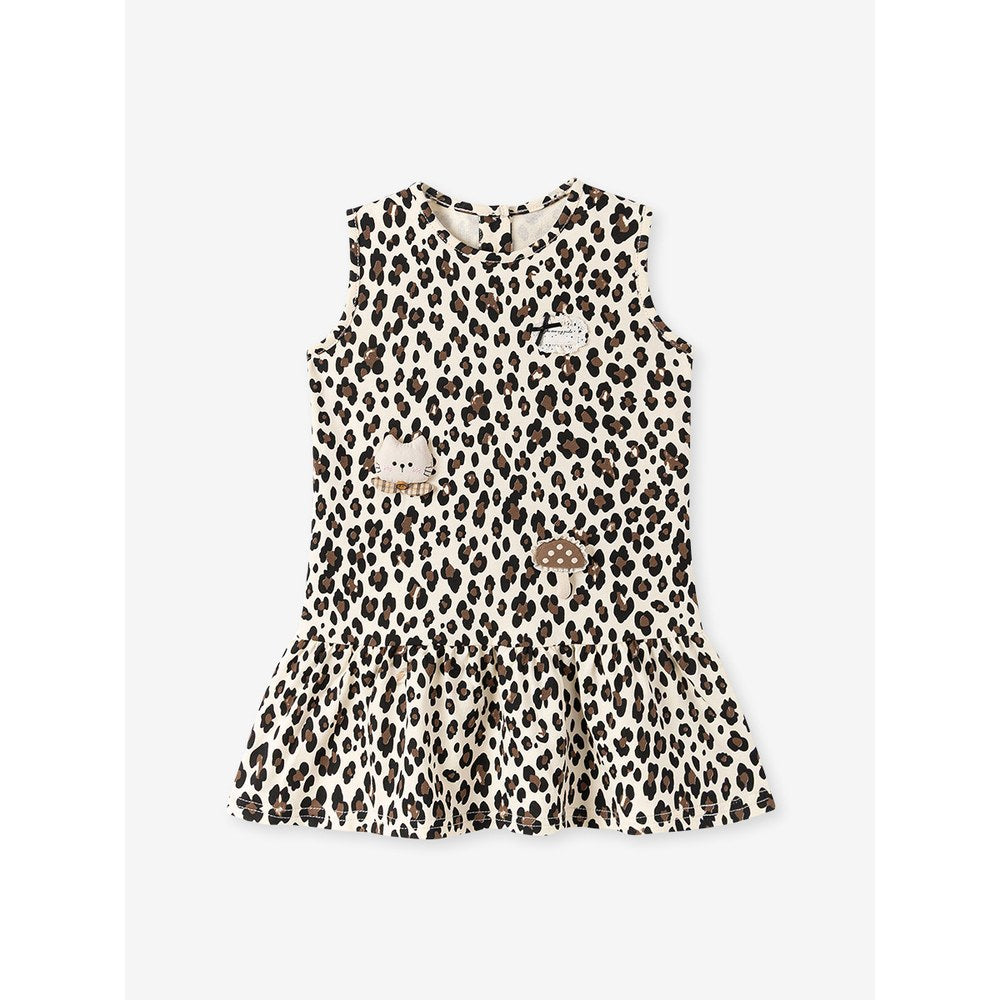 Baby Kids Girls Leopard Sleeveless Dress and Solid Color Top 2-piece Clothing Set