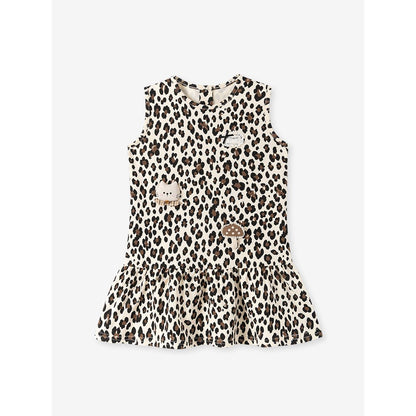 Baby Kids Girls Leopard Sleeveless Dress and Solid Color Top 2-piece Clothing Set