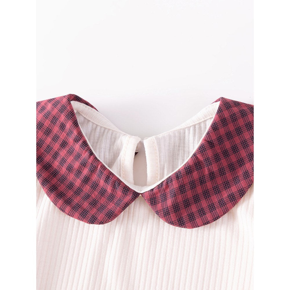 Baby Kids Girls Princess Plaid Pattern Long Sleeves Peter Pan Collar Dress