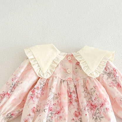 Baby Girls Long Sleeves Flowers Pattern Bodysuit