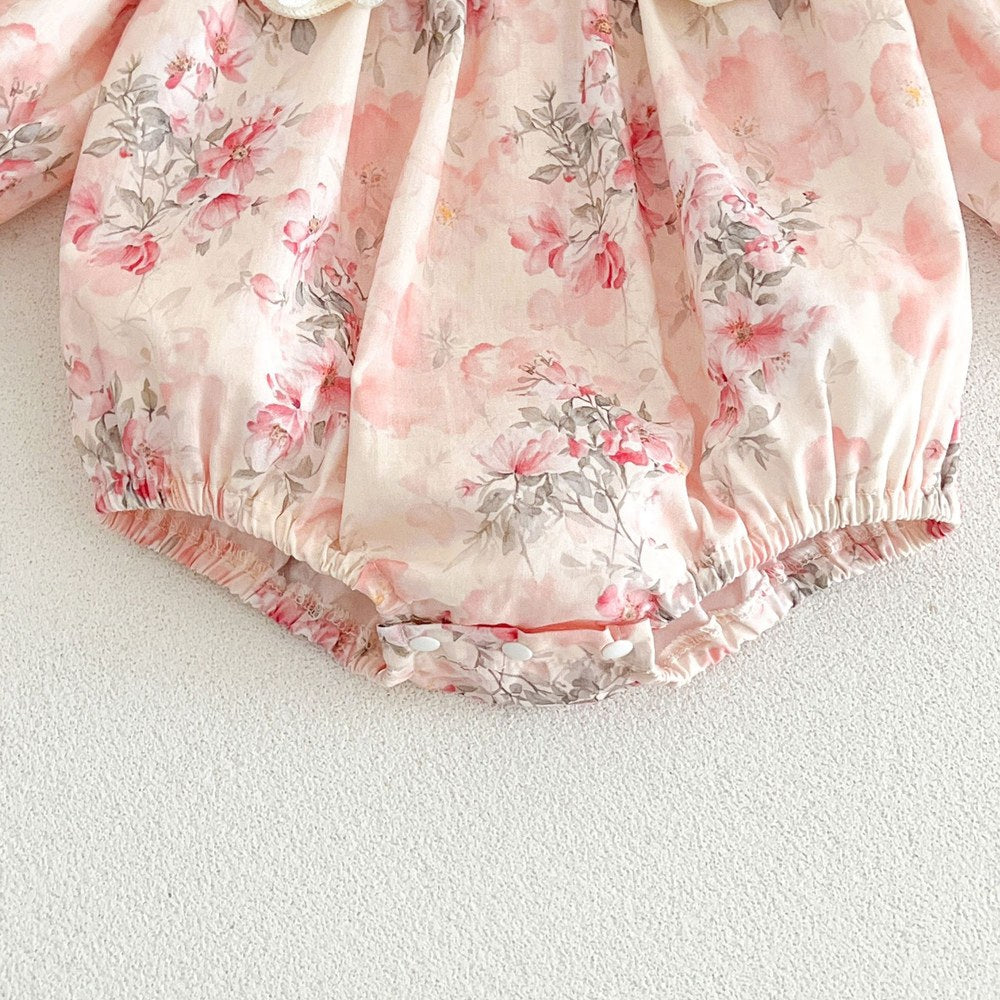 Baby Girls Long Sleeves Flowers Pattern Bodysuit