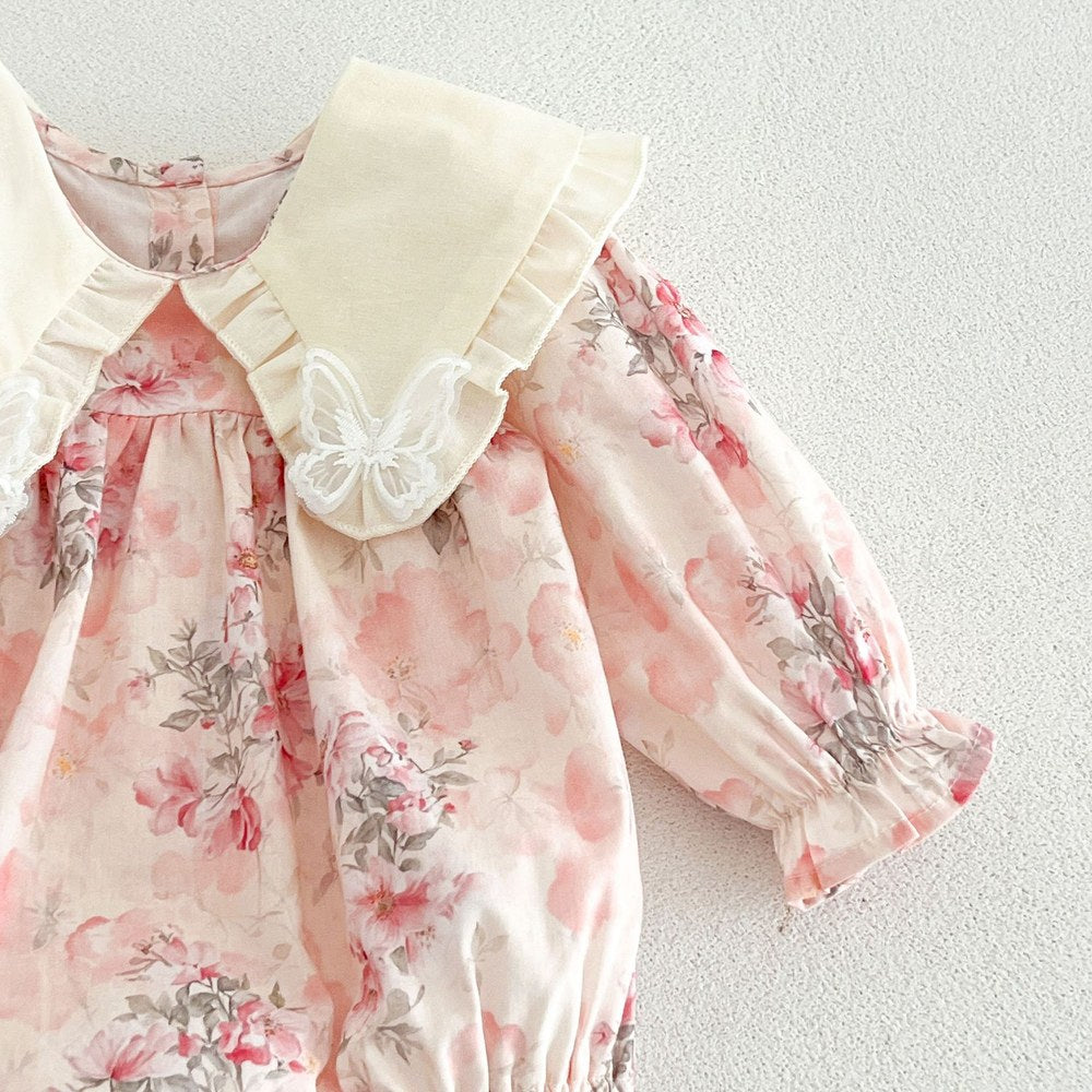Baby Girls Long Sleeves Flowers Pattern Bodysuit