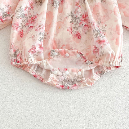 Baby Girls Long Sleeves Flowers Pattern Bodysuit