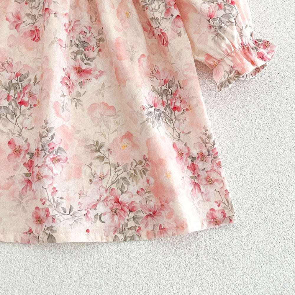 Baby Girls Long Sleeves Flowers Pattern Dress