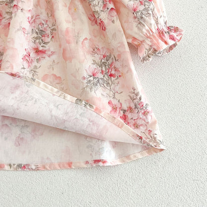 Baby Girls Long Sleeves Flowers Pattern Dress