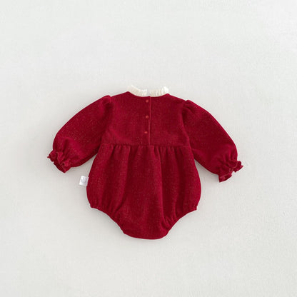 Baby Girls Long Sleeves Butterfly-bows Decorated Bodysuit