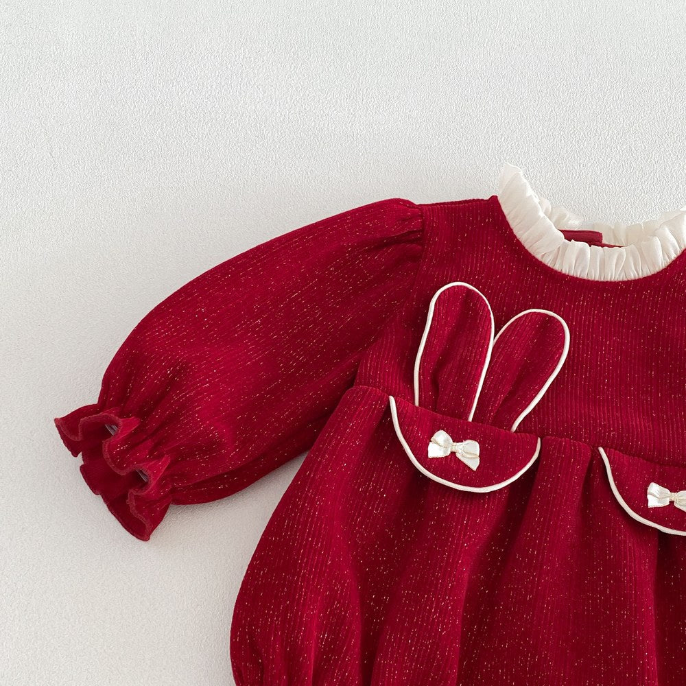 Baby Girls Long Sleeves Butterfly-bows Decorated Bodysuit