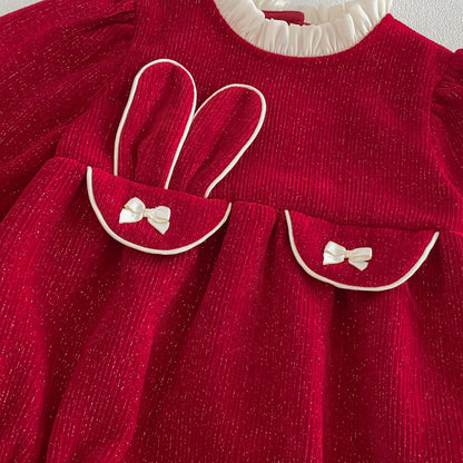 Baby Girls Long Sleeves Butterfly-bows Decorated Bodysuit