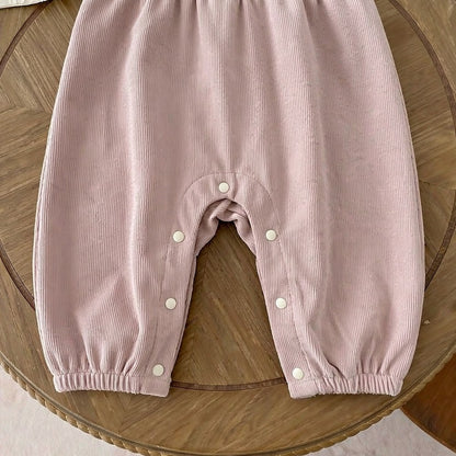 Baby Kids Girls Long Sleeves Apricot Top and Lace Trim Sleeveless Rompers Overalls 2-Piece Clothing Set