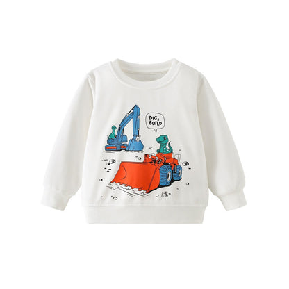 Kids Boys Cartoon and Letters Print Crew Neck Long Sleeves Top