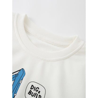 Kids Boys Cartoon and Letters Print Crew Neck Long Sleeves Top