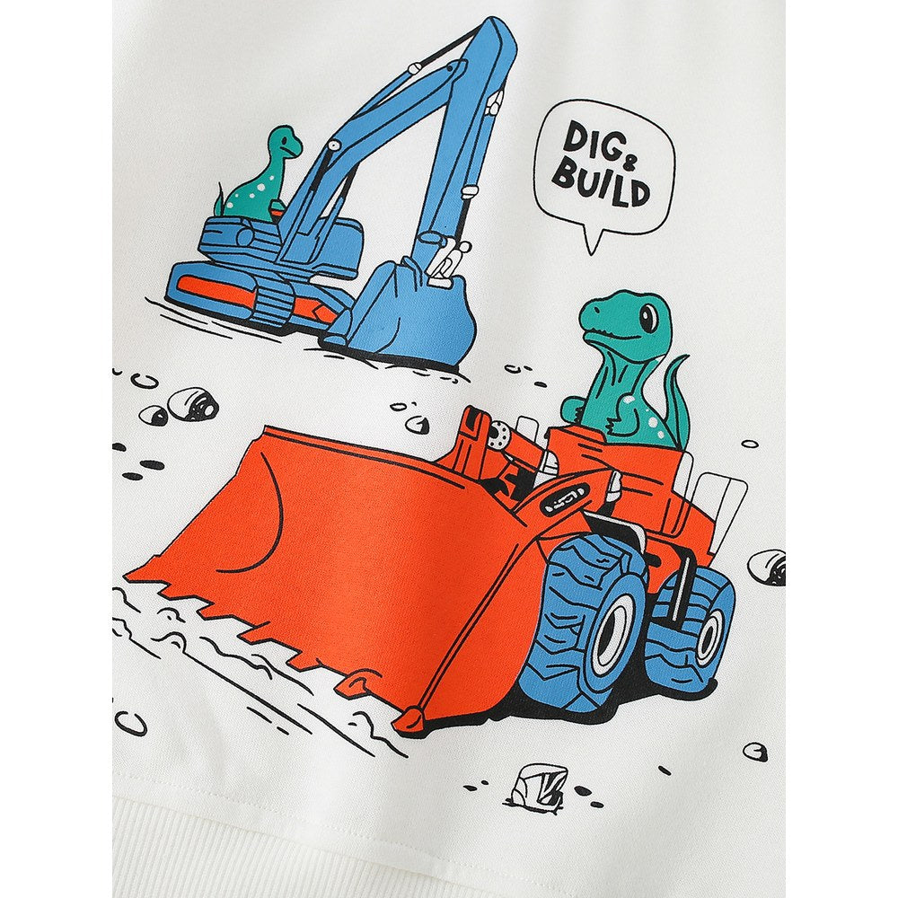 Kids Boys Cartoon and Letters Print Crew Neck Long Sleeves Top