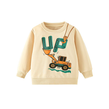 Kids Boys Cartoon and Letters Print Crew Neck Long Sleeves Top