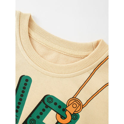 Kids Boys Cartoon and Letters Print Crew Neck Long Sleeves Top