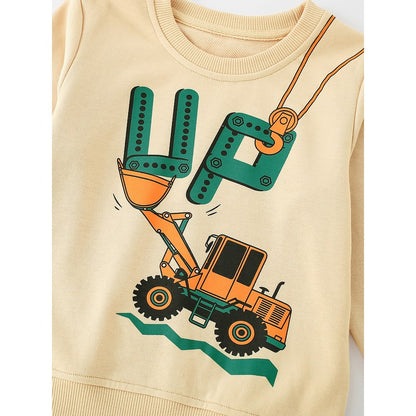 Kids Boys Cartoon and Letters Print Crew Neck Long Sleeves Top