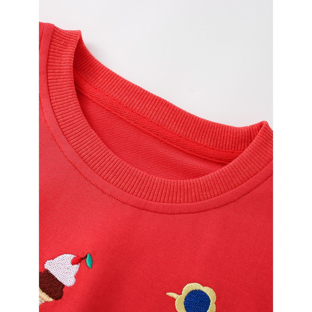 Kids Girls Cartoon Print Crew Neck Long Sleeves Sweatshirt