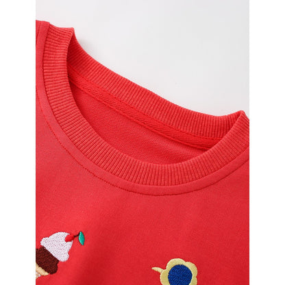 Kids Girls Cartoon Print Crew Neck Long Sleeves Sweatshirt