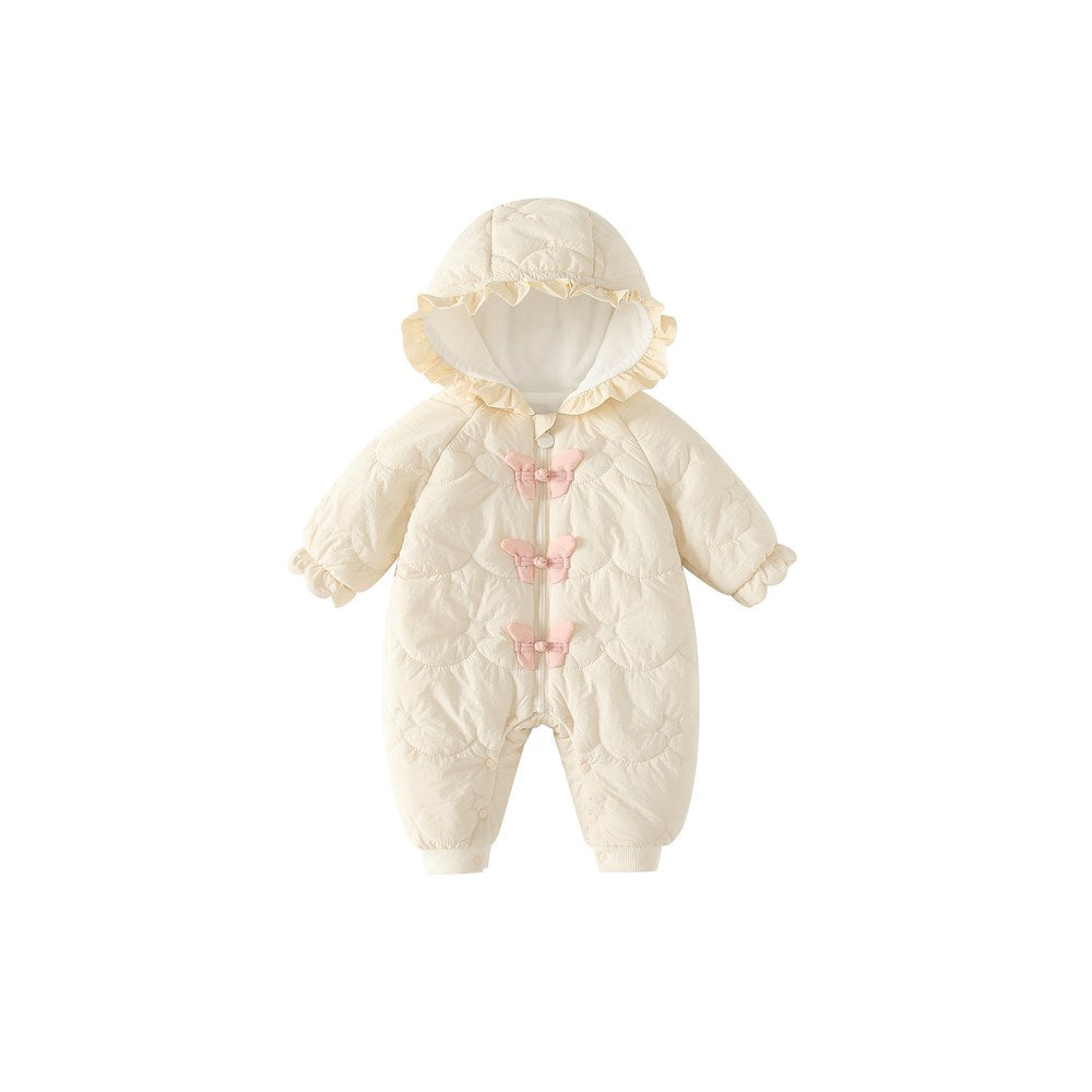 Baby Girls Butterfly Pattern Cotton-Padded Romper