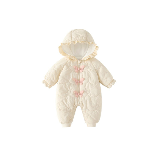 Baby Girls Butterfly Pattern Cotton-Padded Romper