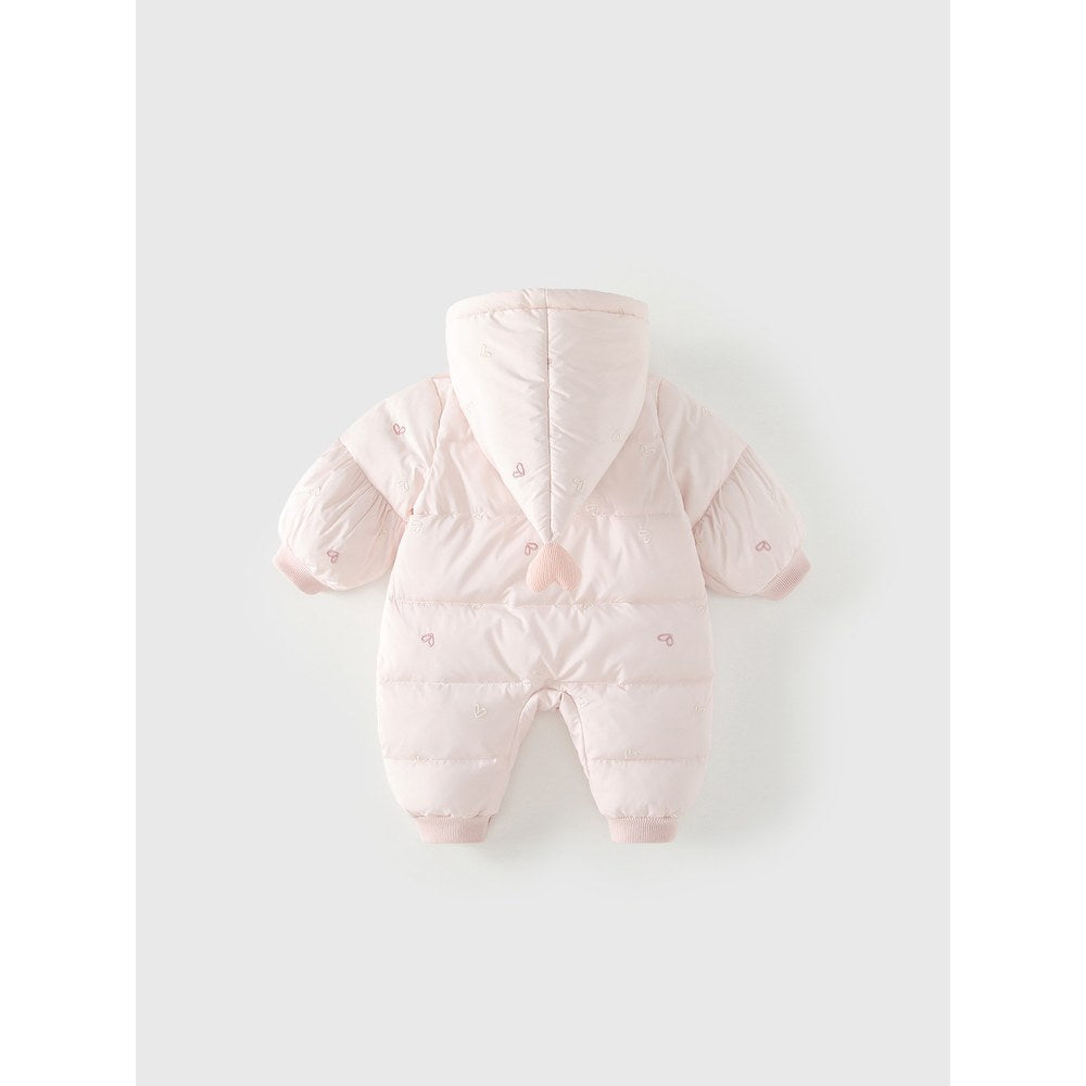 Baby Girls Hearts Pattern Cotton-Padded Romper