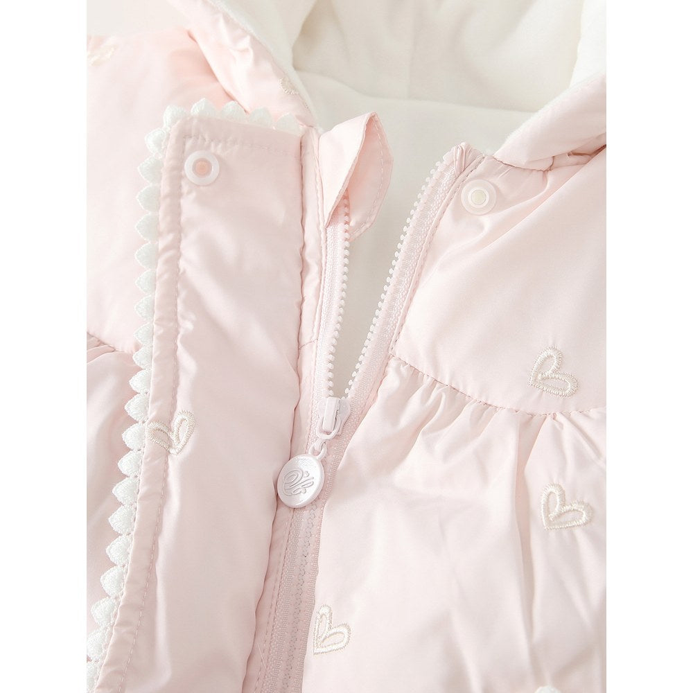 Baby Girls Hearts Pattern Cotton-Padded Romper