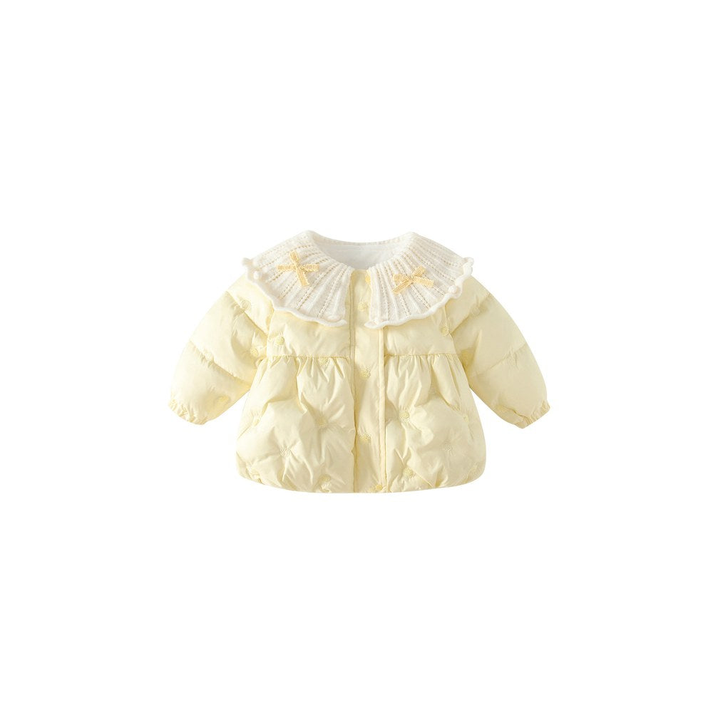 Girls' Embrodered Pattern Cotton-Padded Coat