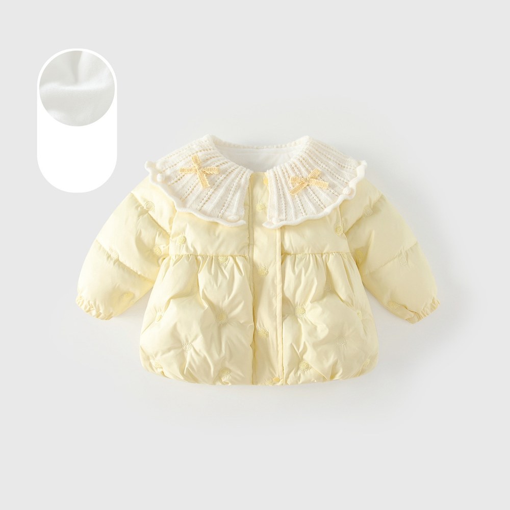 Girls' Embrodered Pattern Cotton-Padded Coat