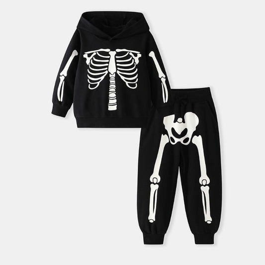 Baby Kids Halloween Cartoon Pattern Long Sleeves Hoodie and Pants 2-piece Clothing Set