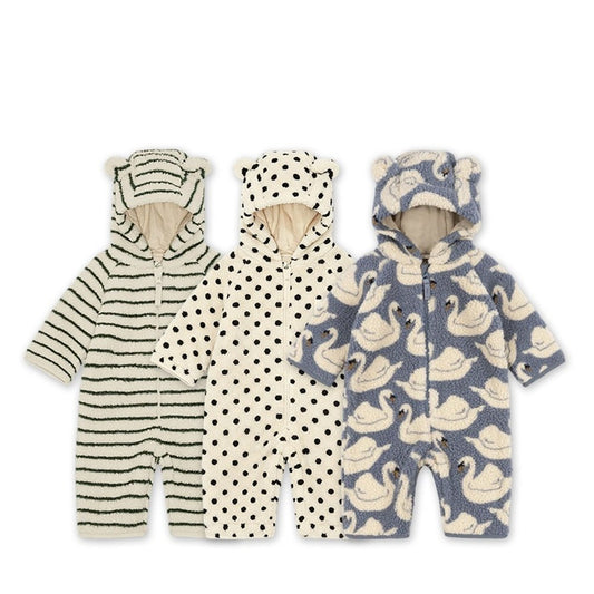 Baby Kids Unisex Long Sleeves Fluffy Hooded Rompers