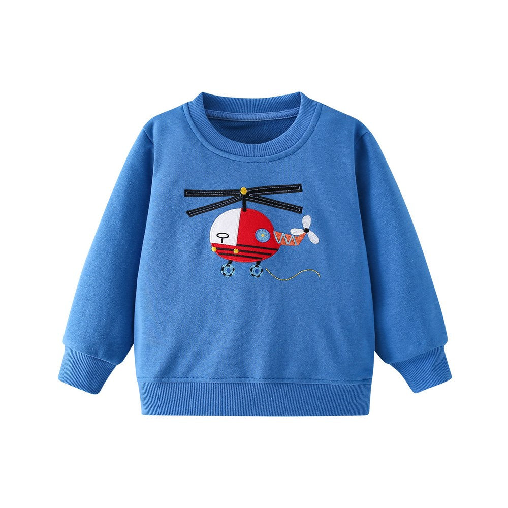 Kids Boys Cartoon Pattern Crew Neck Long Sleeves Sweatshirt